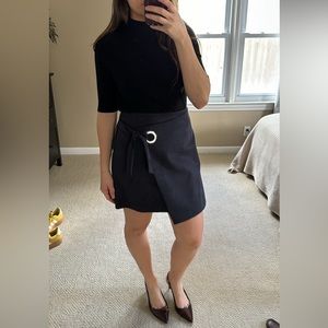 Loft navy suede wrap skirt